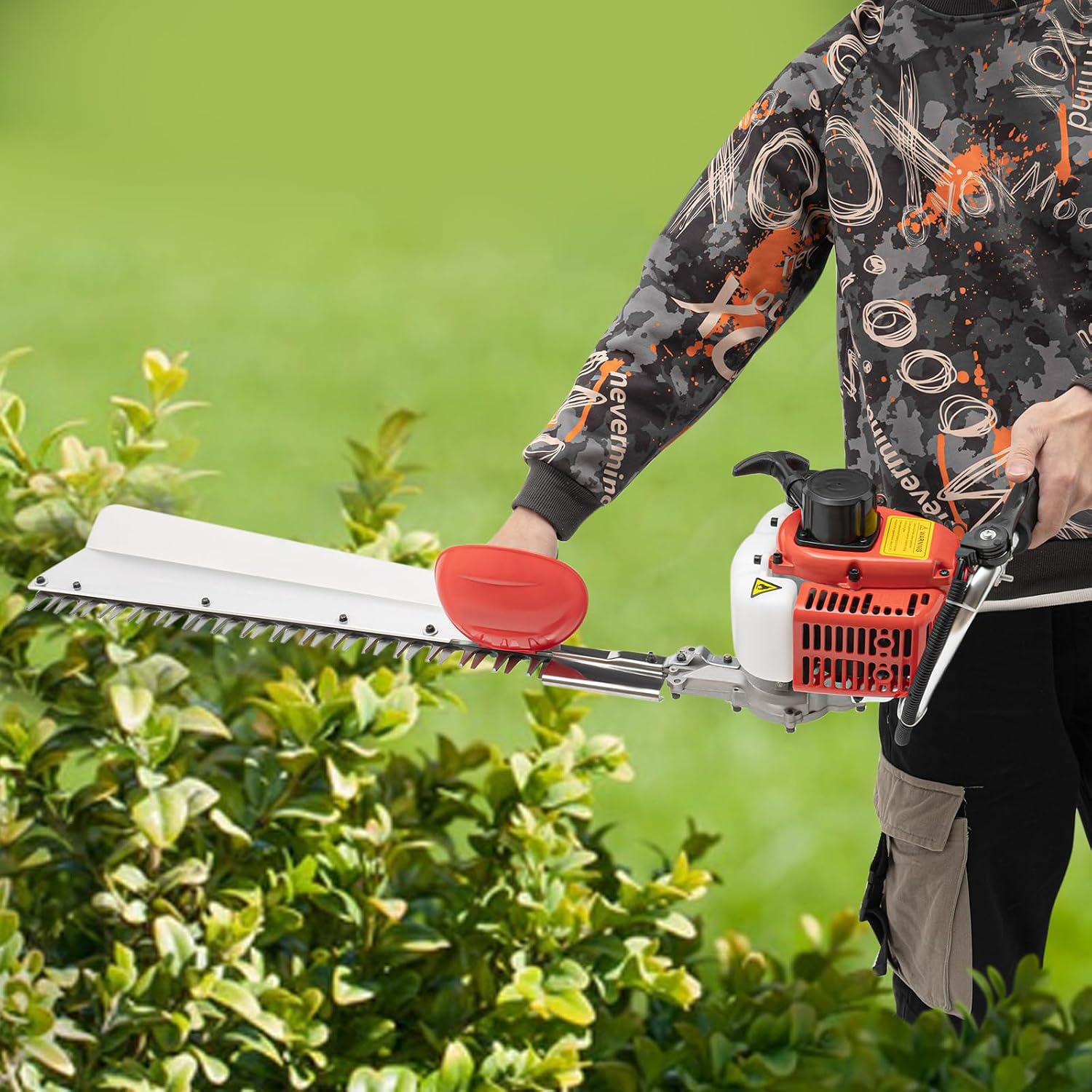Gas Hedge Trimmer,22.5CC Single Edge Hedge Trimmer,Handheld,Lightweight,with Practical Air Filter Fuel Oil Mixing Bottle & Gloves, Garden Bush Trimmer Tool for Gardening Modeling,Greening Pruning