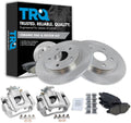 TRQ Rear Brake Pad and Rotor Set Caliper Ceramic Solid Compatible with 2012-2016 Chrysler Town & Country 2012-2016 Dodge Grand Caravan 2012-2015 Ram C/V 2013-2014 Volkswagen Routan