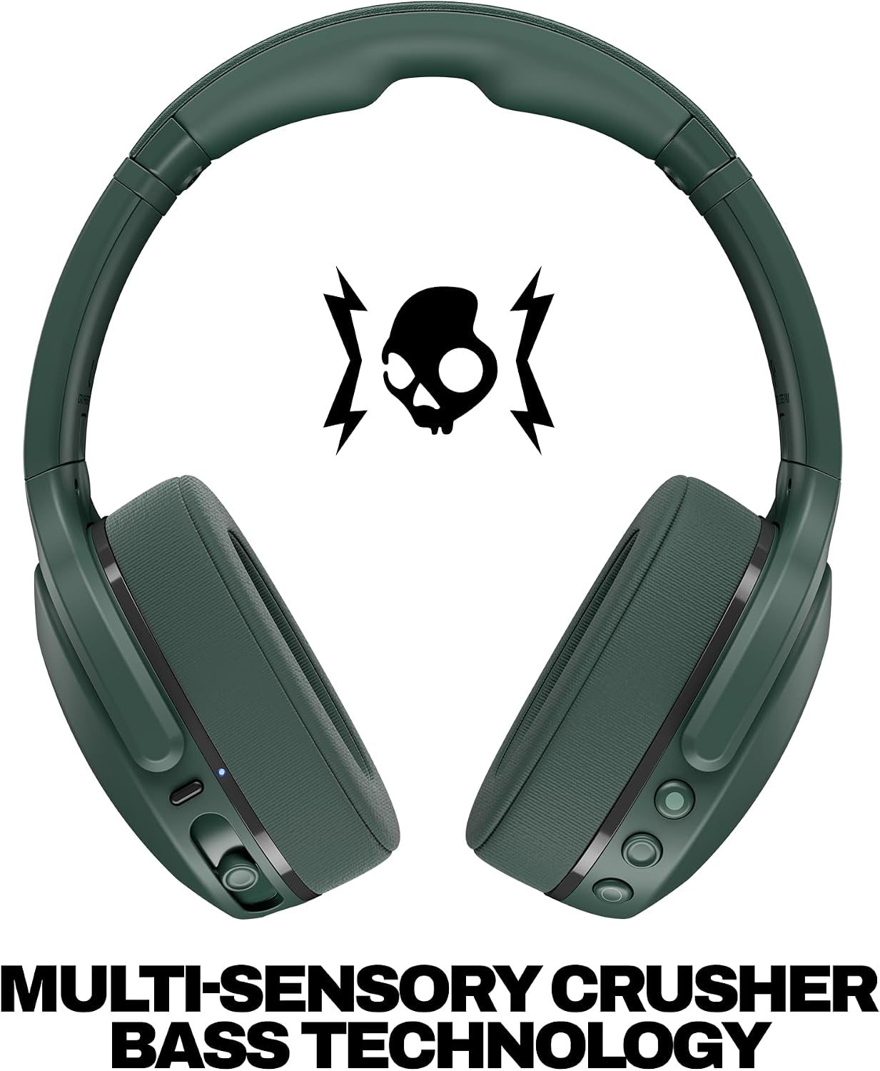 Skullcandy Crusher 540 Active Wireless Bluetooth Headphones with Multi-Sensory Bass, Noise Isolating Over-Ear Fit, Sweat and Water Resistant, 40 Hours Battery, Microphone for iPhone Android - Forest