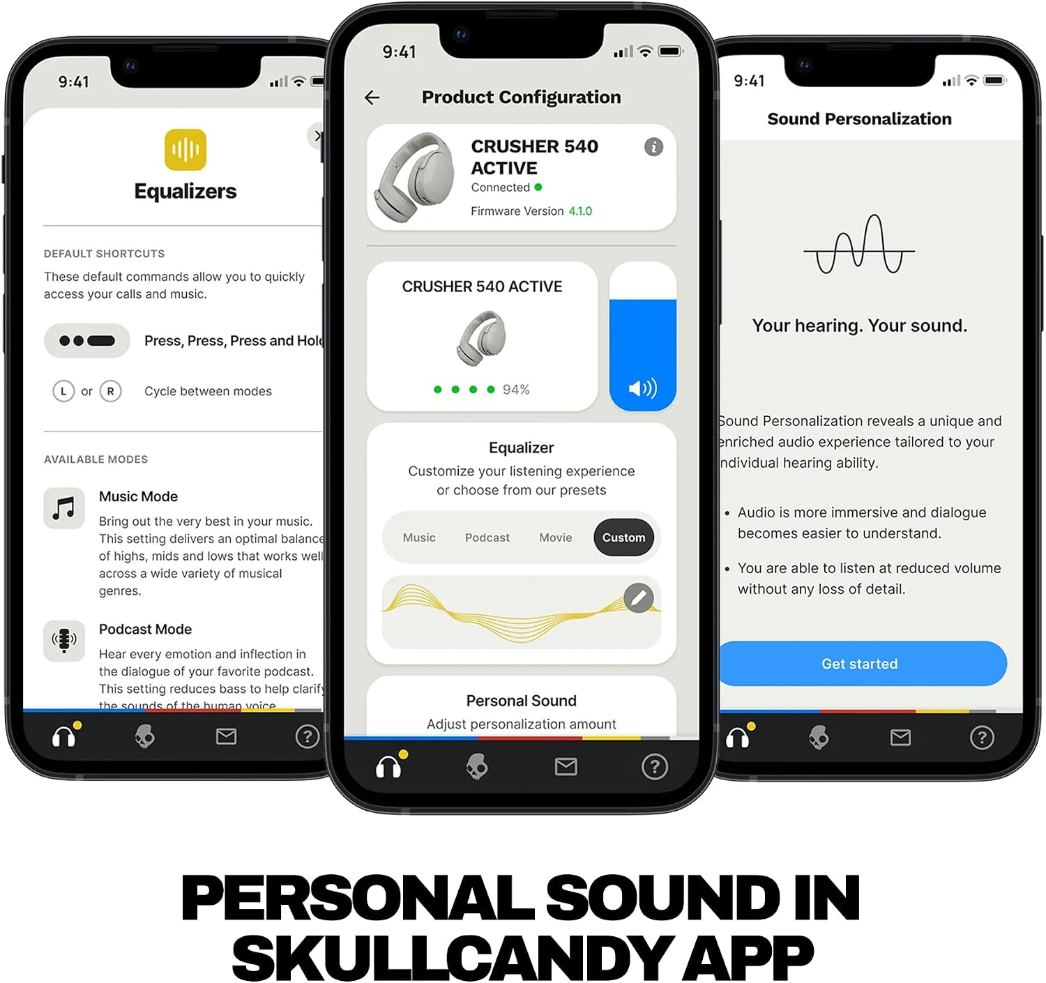 Skullcandy Crusher 540 Active Wireless Bluetooth Headphones with Multi-Sensory Bass, Noise Isolating Over-Ear Fit, Sweat and Water Resistant, 40 Hours Battery, Microphone for iPhone Android - Forest