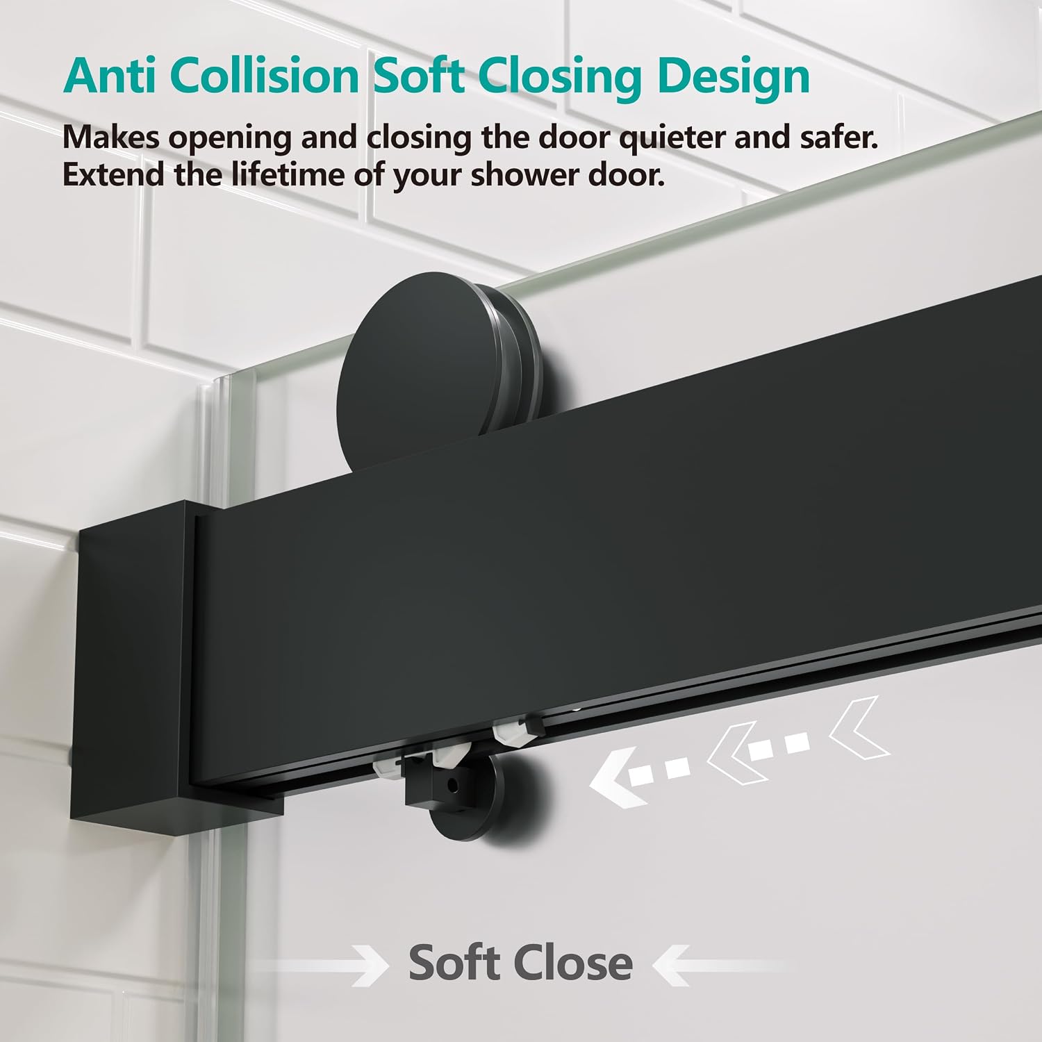 56-60' W x 76' H Single Sided Frosted Shower Doors Soft Close Double Sliding Frameless 3/8'(10mm) Temperedd Glass with Towel Bar Handle (Matte Black)