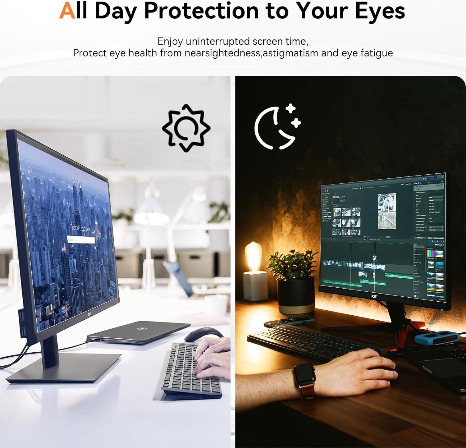 [2-Pack] 32 Inch Computer Blue Light Blocking Screen Protector for 16:9 Widescreen Monitor, Anti Glare Anti-UV Eye Protection Desktop PC LED Monitor Filter, Removable Anti-Scratch Screen Film 32in