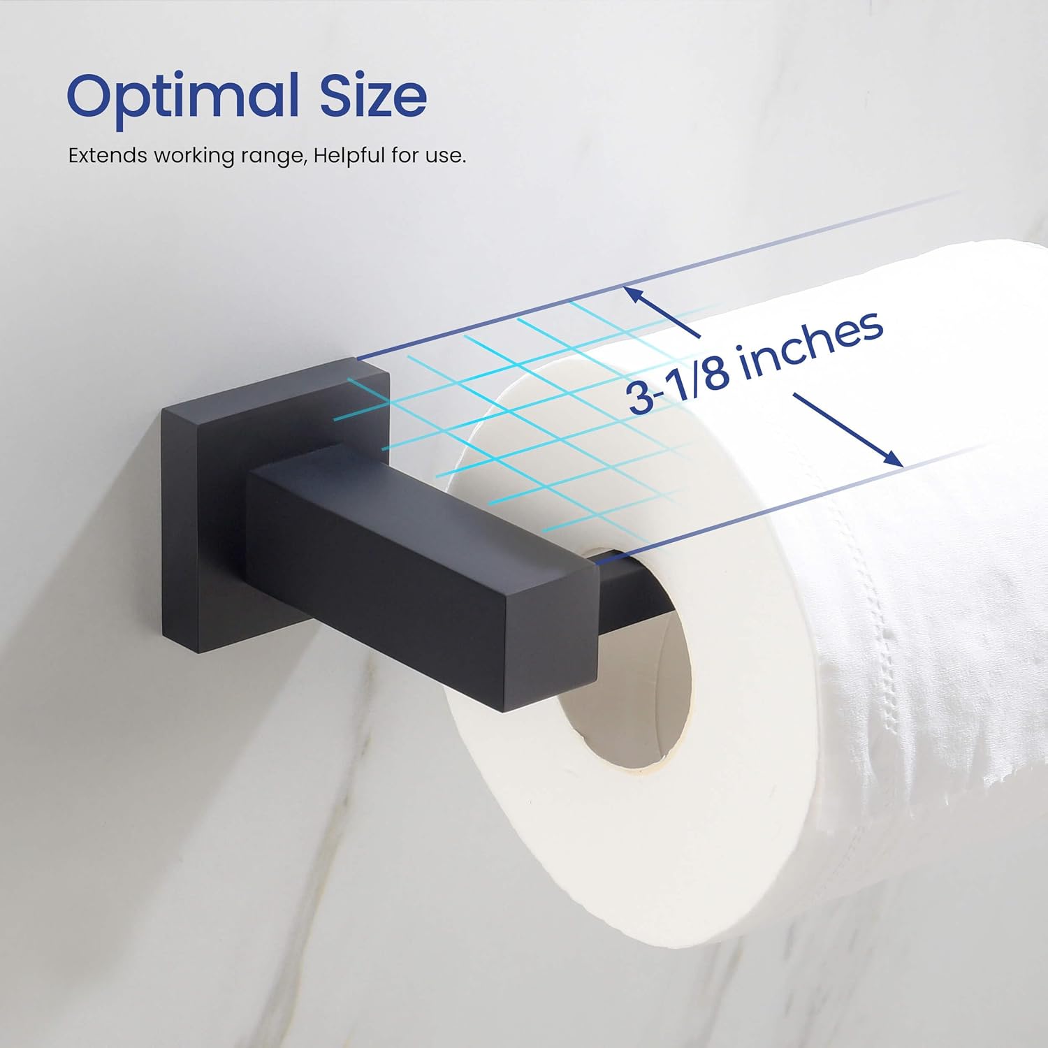 KIBI Cube 5-Piece Bathroom Hardware Set – Wall Mounted Bath Accessories Kit, Premium Brass, Includes Towel Bar, Towel Ring, Toilet Paper Holder, Robe Hook & Towel Hook (Matte Black, C-KBA15-5-1)