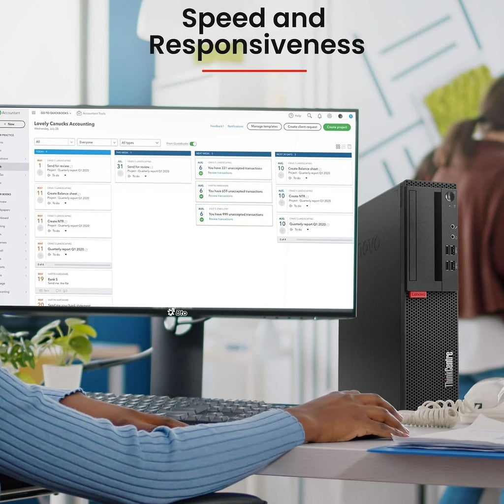 Lenovo ThinkCentre M910S Desktop Computer PC - Intel Core i5-6500 6th Gen - 32GB DDR4 Ram - 512GB SSD - 24-in LED Monitor - Built-in WiFi - Wireless Keyboard & Mouse - Windows 11 Pro (Renewed)