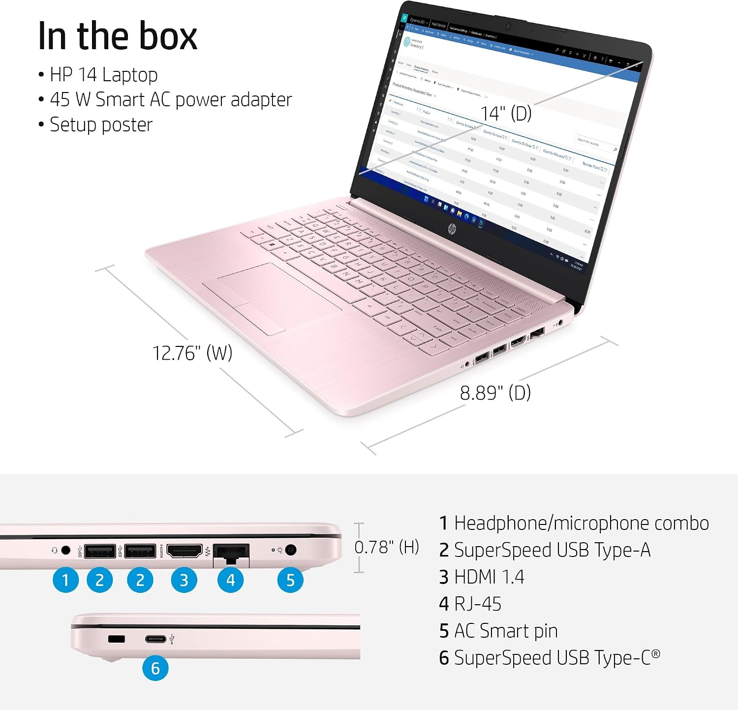 HP 14' Ultra-Light Laptop for Students and Business - Intel Quad-Core Processor, 16GB RAM, 320GB Storage(64GB eMMC+256GB Card), 1-Year Office 365, Wi-Fi, 11H Long Battery life, Webcam, Win11 Home in S