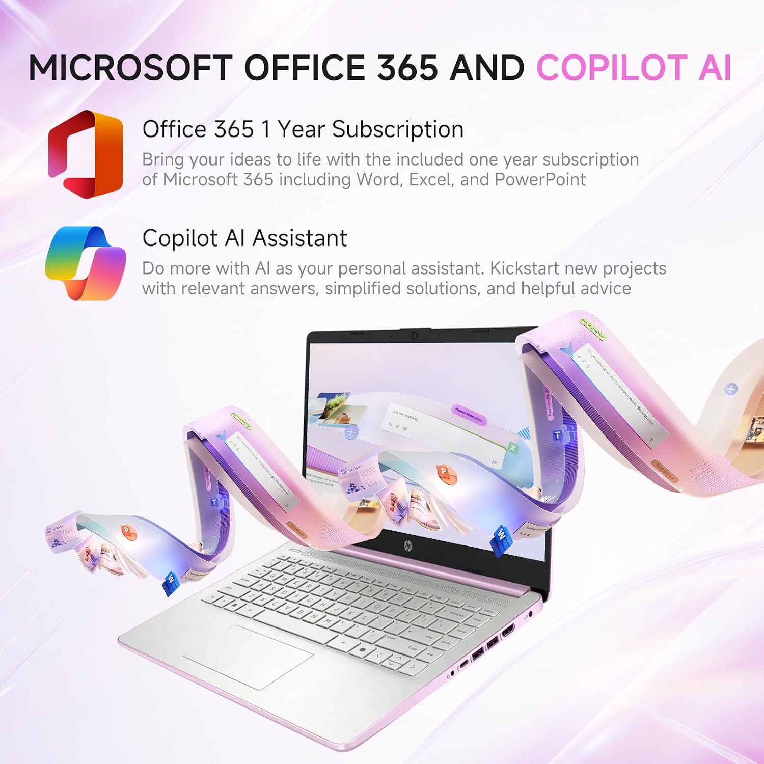 HP 2026 14 inch Laptop Computer, Copilot AI, Intel N150, 16 GB RAM, 512 GB Storage(128GB UFS+256GB MSD+128GB UFD), 1-Year Office 365, WiFi 6, Ultra Light, Portable, Windows 11 Pro, Honey Lavender
