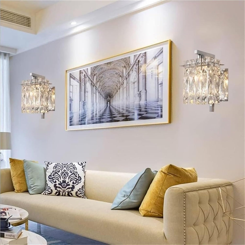 Modern Crystal Wall Sconce E14 Base Wall Lamp Crystal Bathroom Wall Mount Light Home Decoration Over Mirror Lamp Bedroom Wall Lamp for Bedside Living Room Hallway(Gold)(Silver)