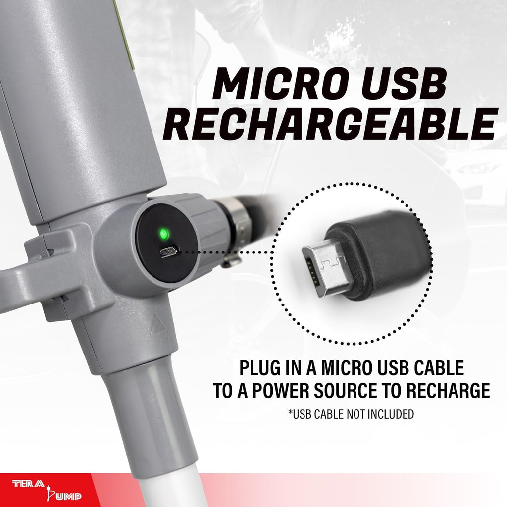 TERA PUMP [ 2nd Gen ] Fuel Transfer Pump w/Quick Flow Control Nozzle & Telescopic Tube, Powerful Rechargeable Battery, 4.9 FT Hose, Multipurpose Portable Battery Pump For Gas, Diesel, Water (3.2 GPM)