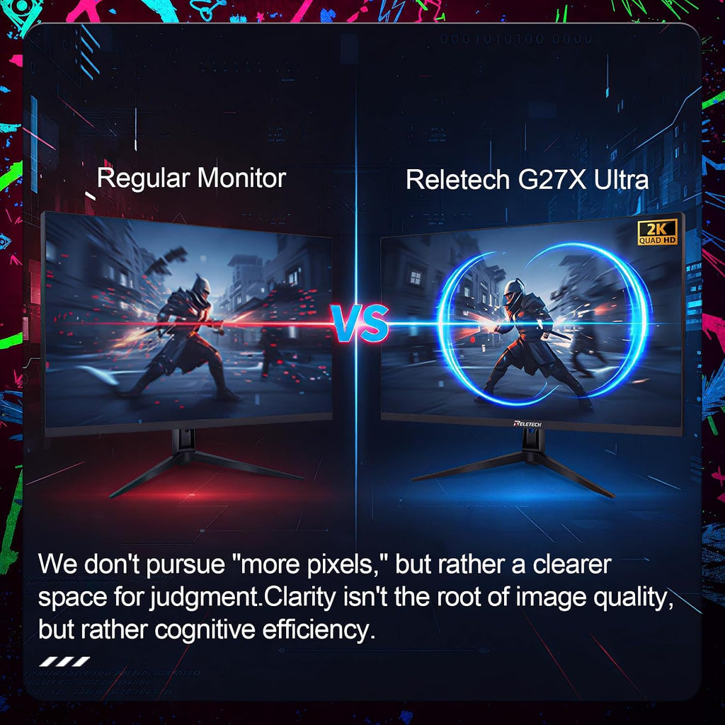 27inch Gaming Computer Monitor,2K(QHD 2560x1440) 300Hz Monitor, Fast IPS 1ms Response Time, FreeSync&G-Sync, Anti-Blue Light, Ultra Slim, 100% sRGB, DP*2 & HDMI*2 Ports VESA Mount(G27X Ultra)