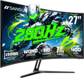 SANSUI 27 Inch 280Hz Curved Gaming Monitor,WQHD 280Hz / HD 400Hz Dual Mode,1500R Curved Computer Monitor, HDR400 135% sRGB 5000:1 Contrast Ratio, PIP/PBP,OD 1ms AI Crosshair,HDMI2.1 * 2, DP1.4,VESA