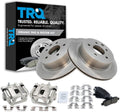 TRQ Rear Brake Pad and Rotor Set Ceramic Vented Rotors Calipers Compatible with 2013-2018 Nissan Leaf 2014-2018 Rogue 2017-2019 Rogue Sport