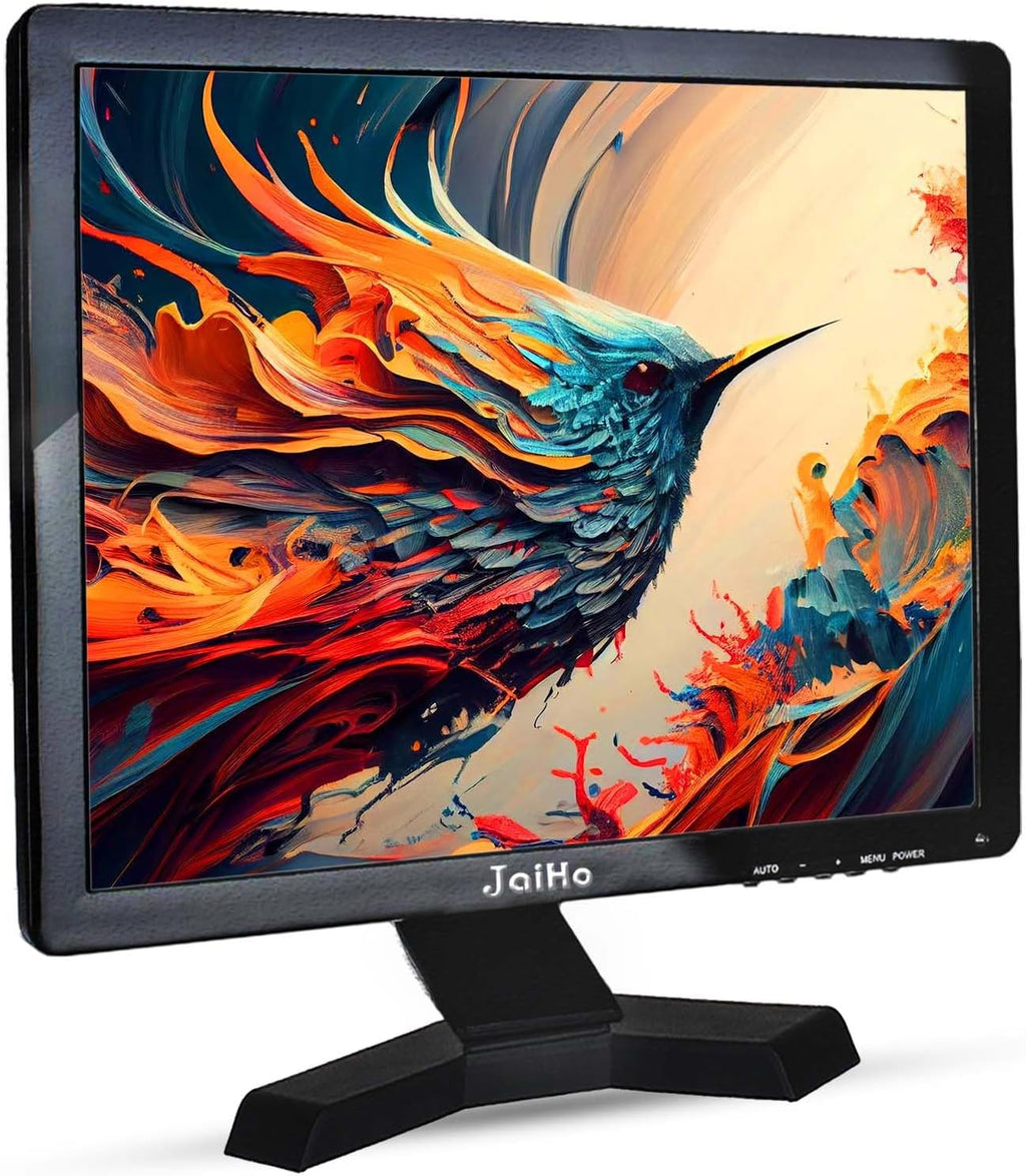 JaiHo 17-Inch 4:3 Security Monitor, 1280x1024 No Image Stretching CCTV Screen with Metal Housing, BNC HDMI VGA AV USB Input, Industrial Display with Built-in Speakers Remote Control & VESA Mount
