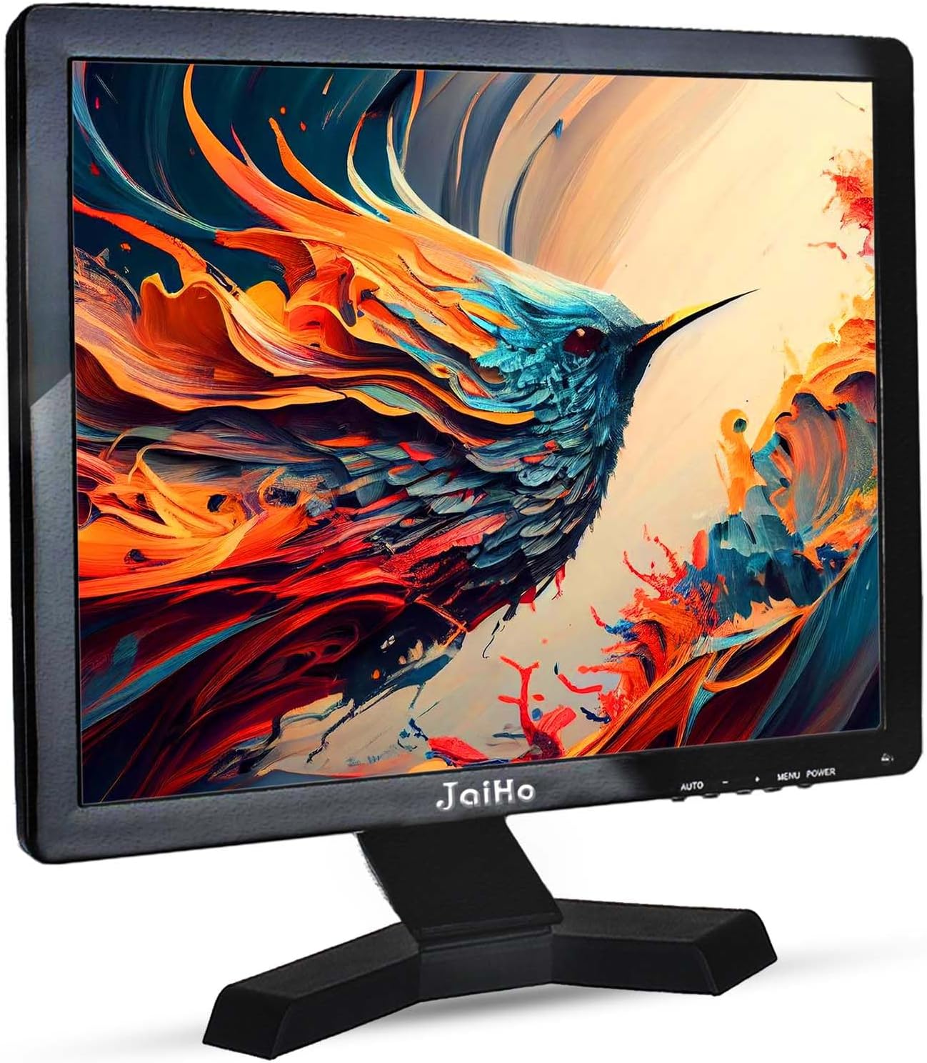 JaiHo 17-Inch 4:3 Security Monitor, 1280x1024 No Image Stretching CCTV Screen with Metal Housing, BNC HDMI VGA AV USB Input, Industrial Display with Built-in Speakers Remote Control & VESA Mount
