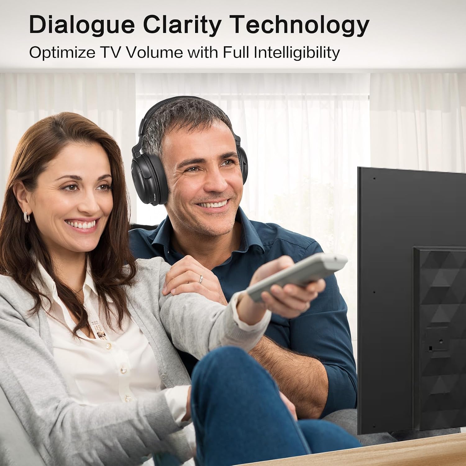 SIMOLIO Wireless TV Headphones for Seniors & Hard of Hearing, Voice Clear Bluetooth TV Headphones w/L/R Audio Balance, Ambient Sound Mode, Battery & Earpads Replaceable, Boosted Vol, Soundbar by-Pass