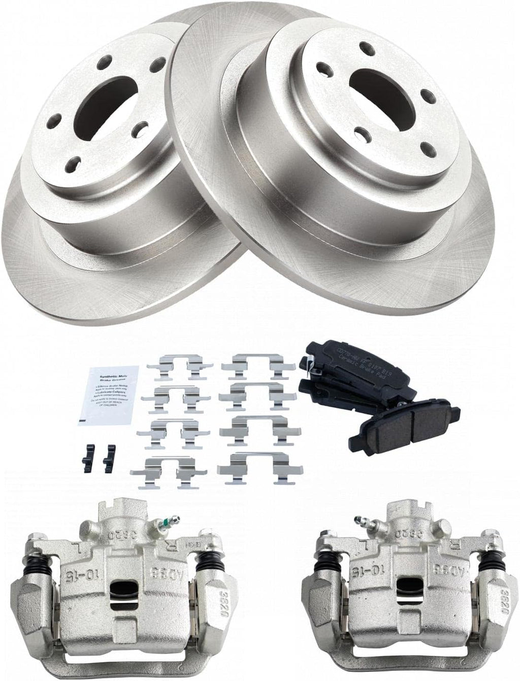 TRQ Rear Ceramic Brake Pad and Rotor Set Compatible with 2000-04 Subaru Outback H4 2.5L 2001-04 Outback H6 3.0L DOHC 2003-06 Baja
