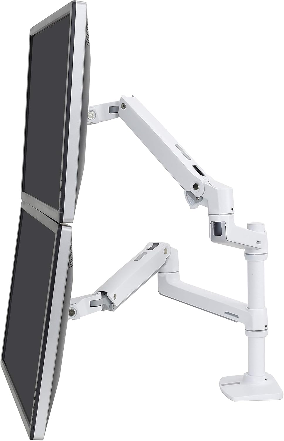 Ergotron – LX Vertical Stacking Dual Monitor Arm, VESA Desk Mount – for 2 Monitors Up to 24 Inches, 7 to 20 lbs Each – White