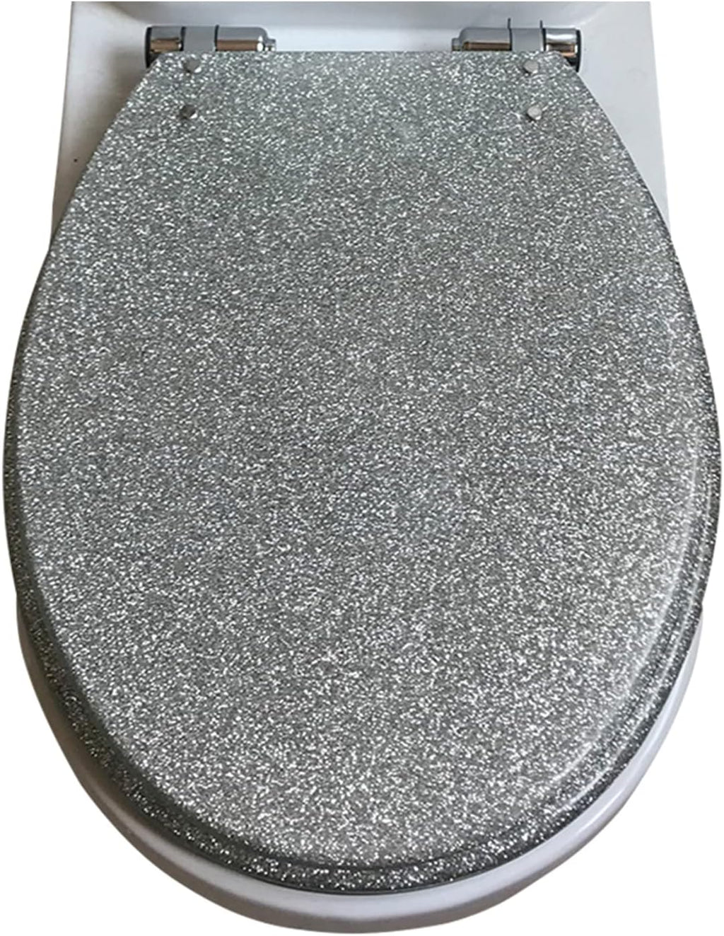 Resin Toilet Seat Soft Close Toilet seat Quick Release, Heavy Duty, Glitter Toilet Seat, Slow Close, Sparkling Toilet Seats for Bathroom, 14.2'×16.5',Gold,Silver