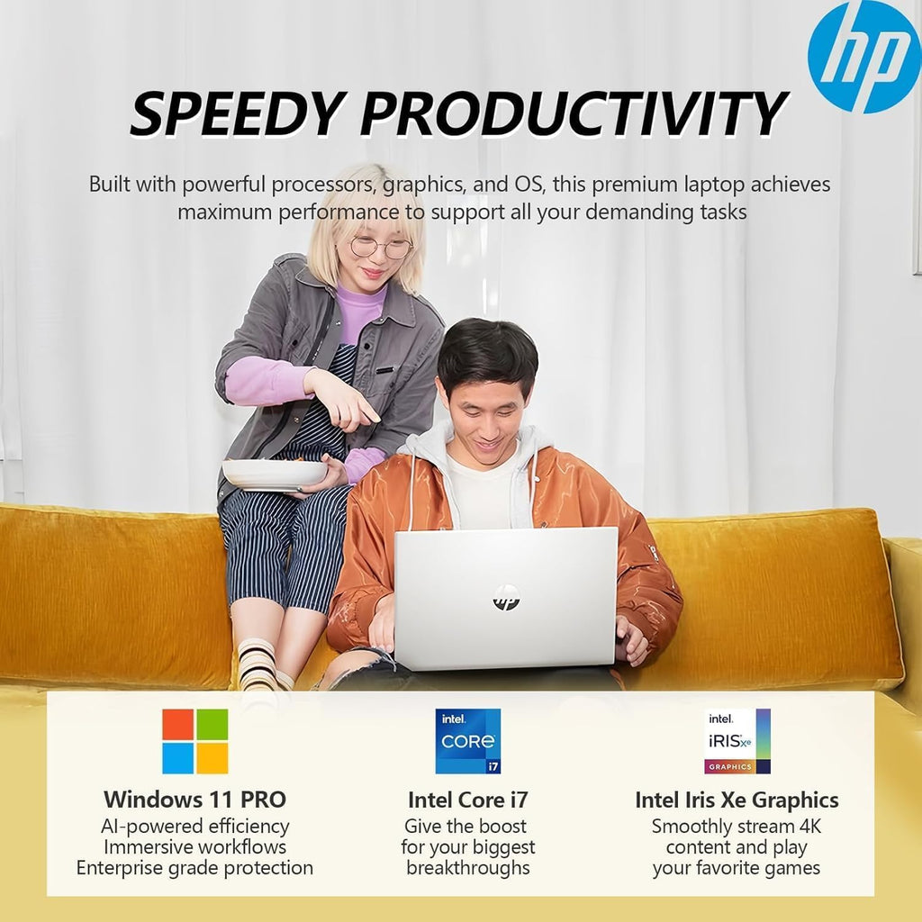 HP 15.6' Laptop, 15.6' FHD IPS Screen Notebook, Intel 12th Core i7-1255U, Office 365 for The Web, Numeric Keypad, Webcam, HDMI, Wi-Fi, Windows 11 Home, Natural Silver (16GB RAM | 1TB SSD)