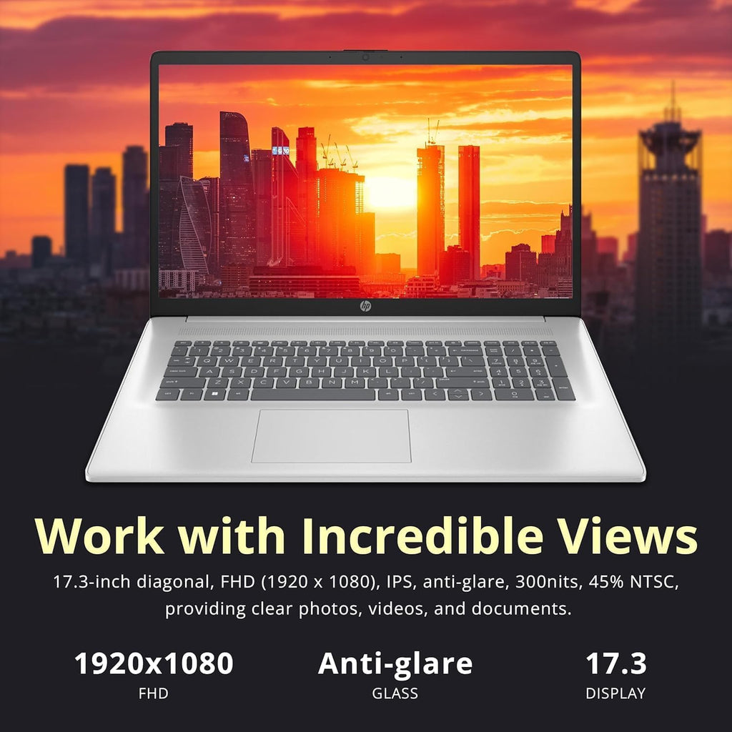HP 17.3-inch Business Laptop 2026 - AMD Ryzen 5 7430U, 32GB RAM, 1TB SSD, FHD Anti-Glare Display, Windows 11 Pro, Copilot AI, Ideal for Office & Students, AMD Radeon Graphics, Bundle AI Voice Recorder