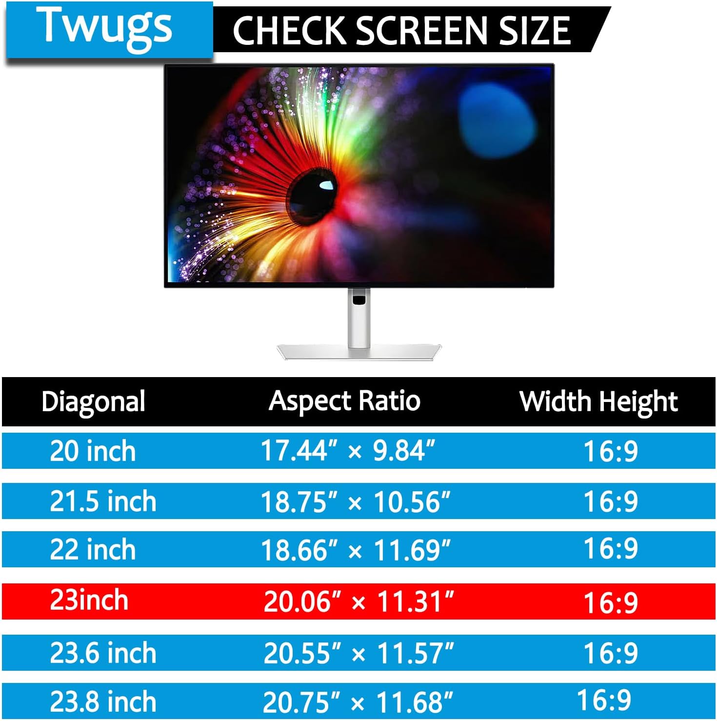 [5 Pack] 23 Inch Computer Privacy Screen for 16:9 Aspect Ratio Widescreen Monitor, Eye Protection Anti Glare Blue Light Filter Shield, Removable Anti-Scratch Anti Spy Protector