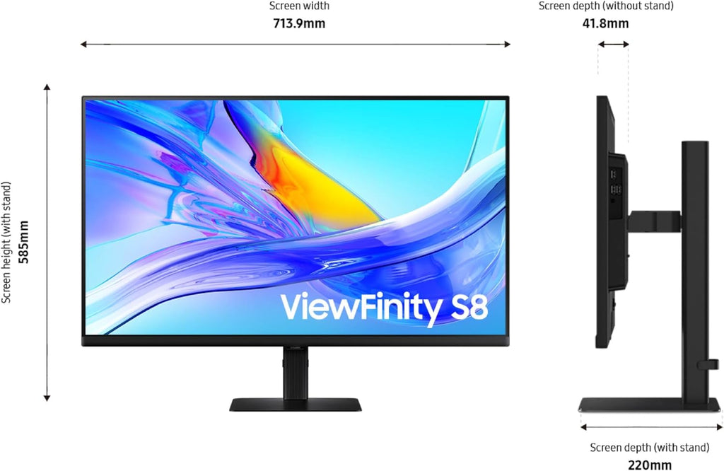 SAMSUNG 32-Inch ViewFinity S8 (S80UD) 4K UHD High Resolution Monitor with HDR10, USB-C, Height Adjustable Ergonomic Stand, Built-In KVM Switch, Advanced Eye Care, LS32D804UANXGO