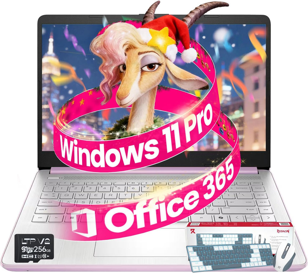 HP 14 Inch Student Laptop 2026 Ultra Light, Intel N150(Beats N4120), 16GB RAM, 384GB Storage(128GB UFS+256GB MSD), 1 Year Microsoft 365, Wins 11 Pro, Copilot Key, Patented KB Kit, Rosegold