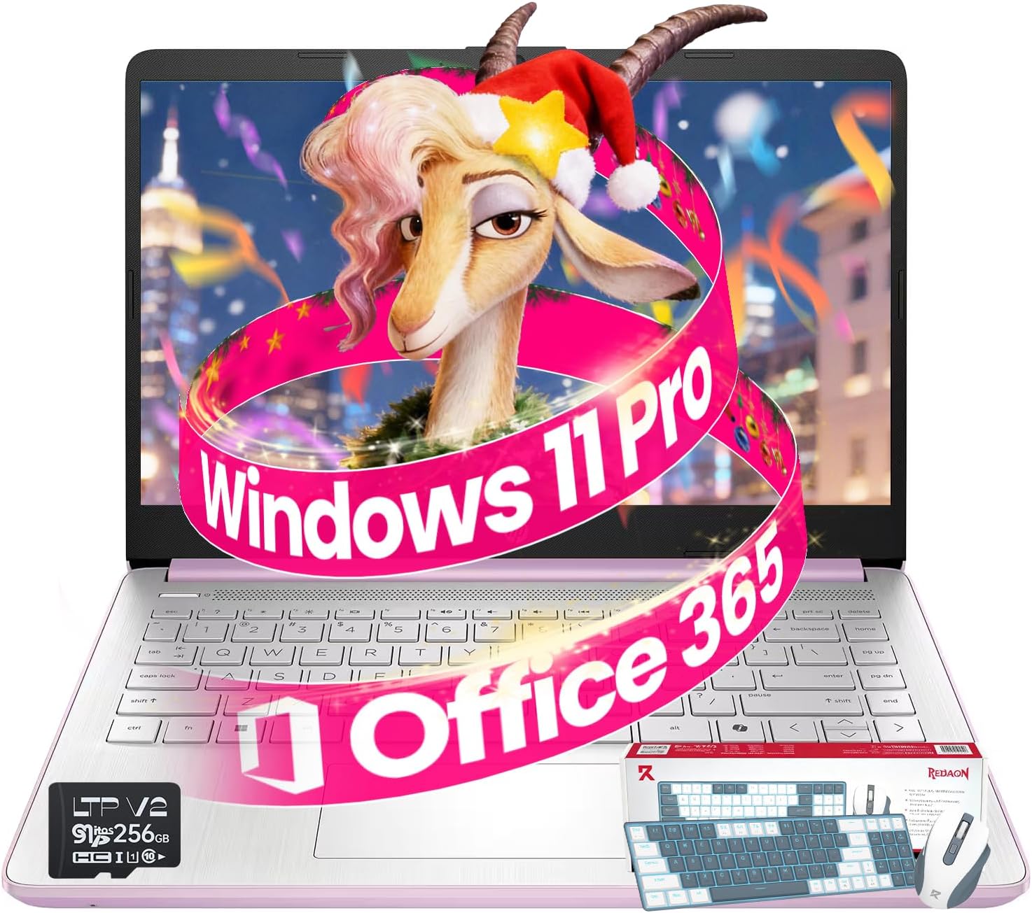 HP 14 Inch Student Laptop 2026 Ultra Light, Intel N150(Beats N4120), 16GB RAM, 384GB Storage(128GB UFS+256GB MSD), 1 Year Microsoft 365, Wins 11 Pro, Copilot Key, Patented KB Kit, Rosegold