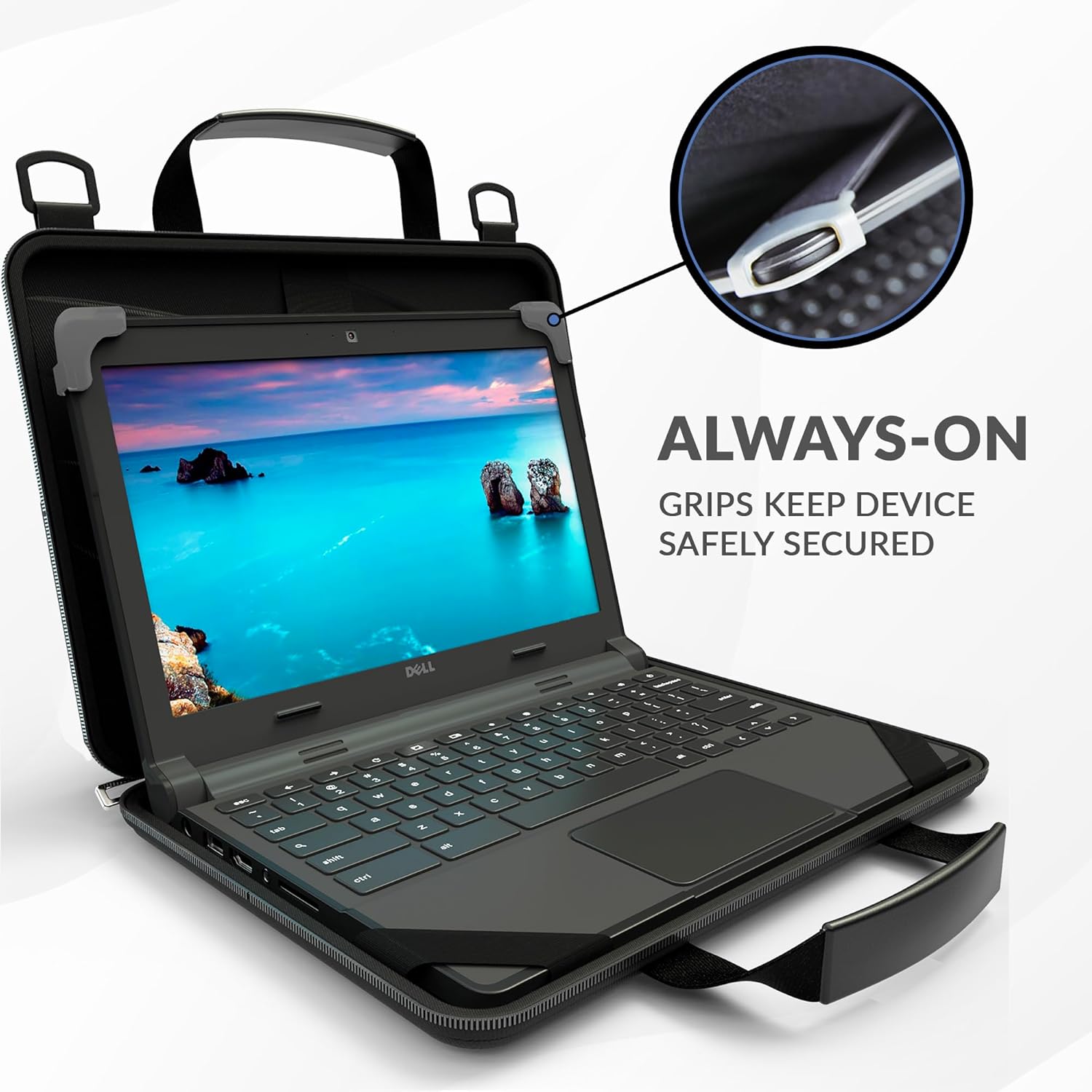 UZBL 11-11.6 Inch Zip Lite Always-on Chromebook Protective Hard Case with Accessory Pouch & Shoulder Strap (40 Pack)