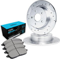 R1 Concepts Rear Brake Kit Fits 2018-2024 Honda Accord| Ceramic Brake Pads and Drilled Slotted Brake Rotors| 11.1' Rear