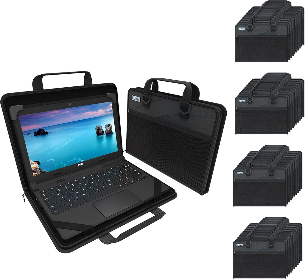 UZBL 13-14 Inch Zip Lite Always-on Chromebook Protective Hard Case with Accessory Pouch & Shoulder Strap (40 Pack)