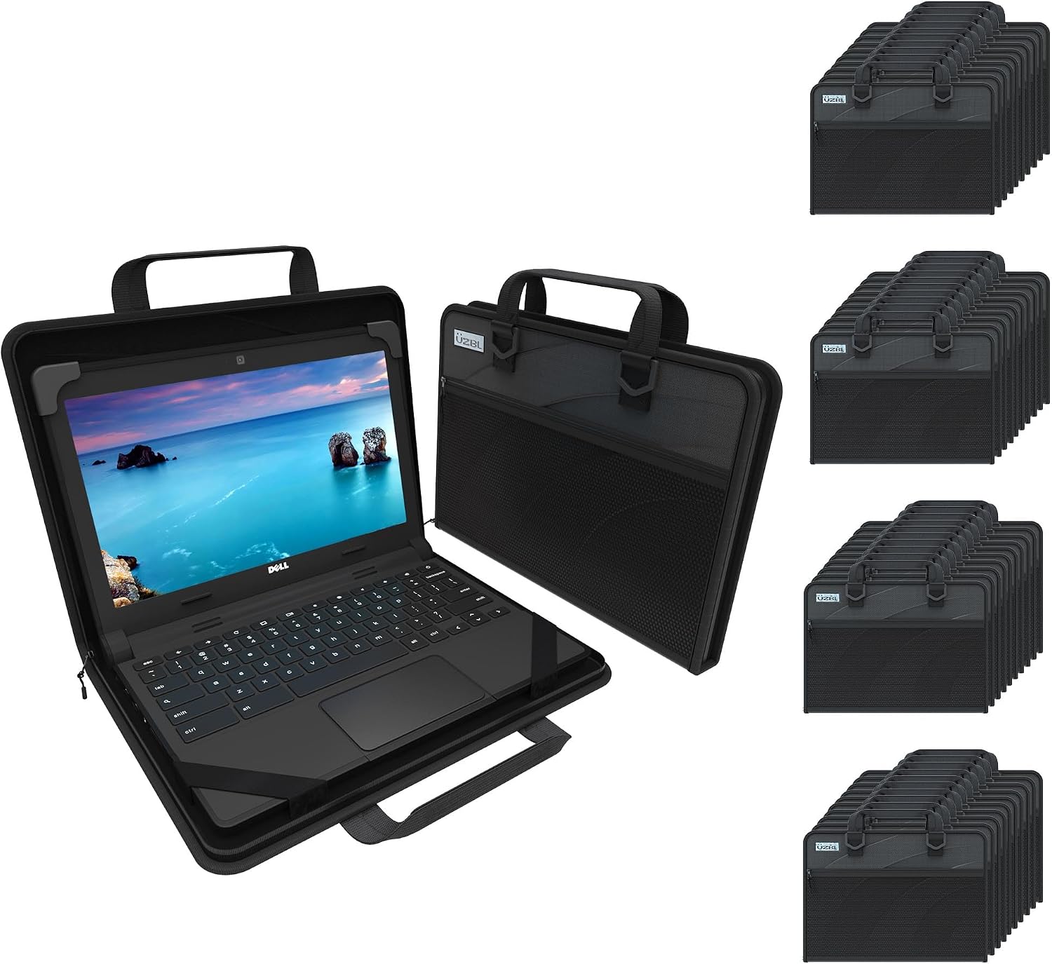 UZBL 11-11.6 Inch Zip Lite Always-on Chromebook Protective Hard Case with Accessory Pouch & Shoulder Strap (40 Pack)
