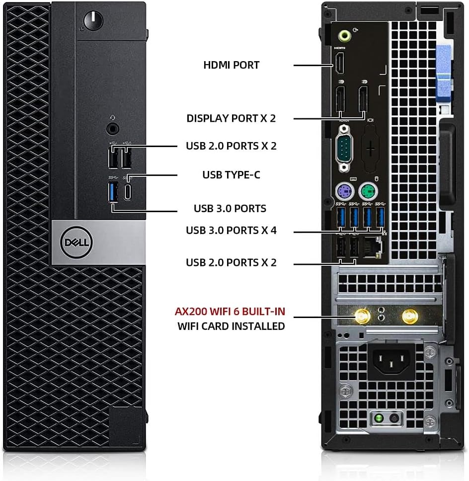 Dell OptiPlex 7050 Desktop Computers PC and 24 inch KOORUI Monitor Bundle, i7-6700 3.4GHz, 32GB Ram 1TB M.2 NVMe SSD+2TB HDD, AX200 Built-in WiFi 6,Bluetooth 5.2,HDMI,Windows 10 Pro (Renewed)