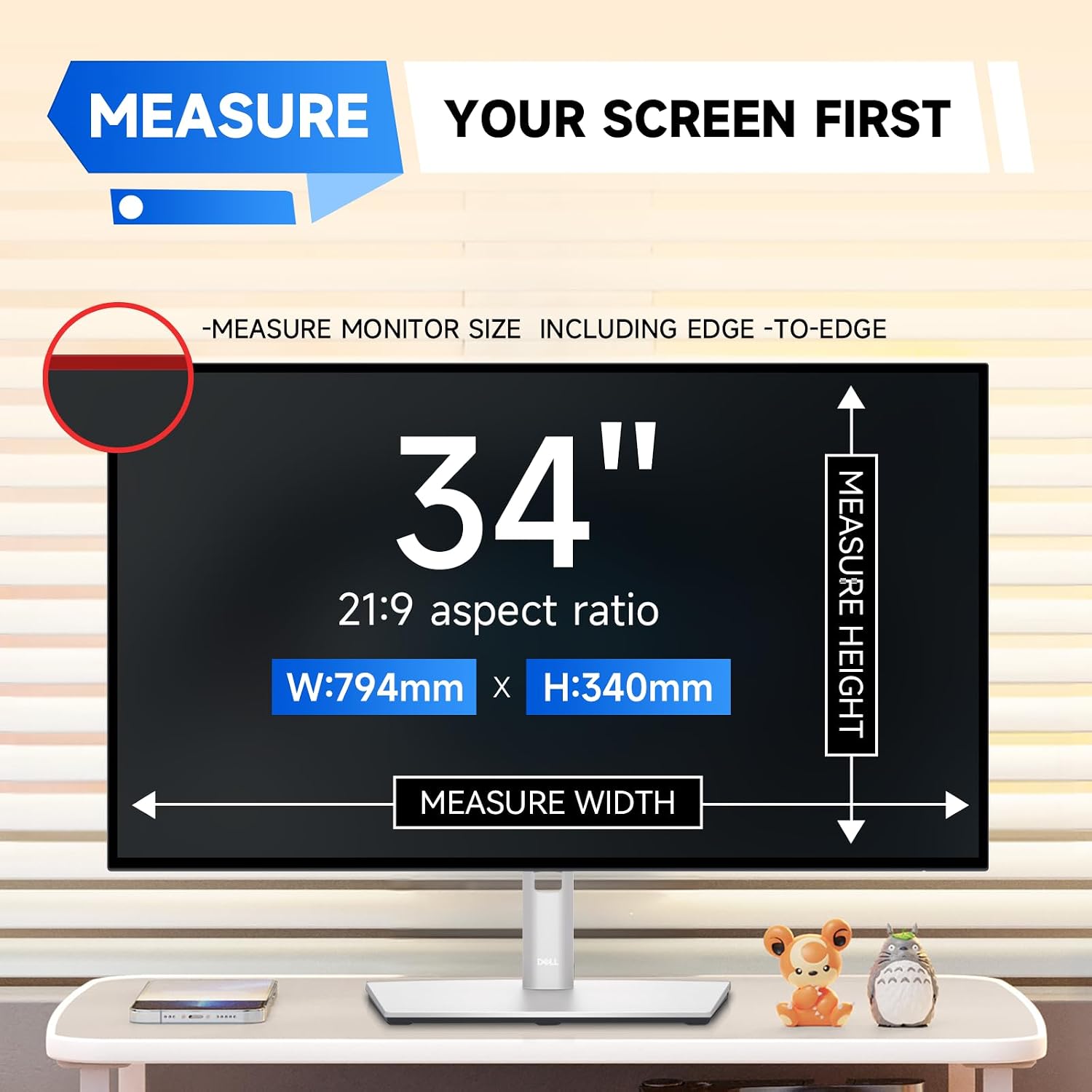 IPROKKO 2 Pack 34 inch Anti-Blue Light Monitor Screen Protector for 21:9 Widescreen, Removable Anti Glare Blue Light Blocking Screen Filter, Anti-UV Eye Protection PC Computer Film [Washable Wipes Clean]
