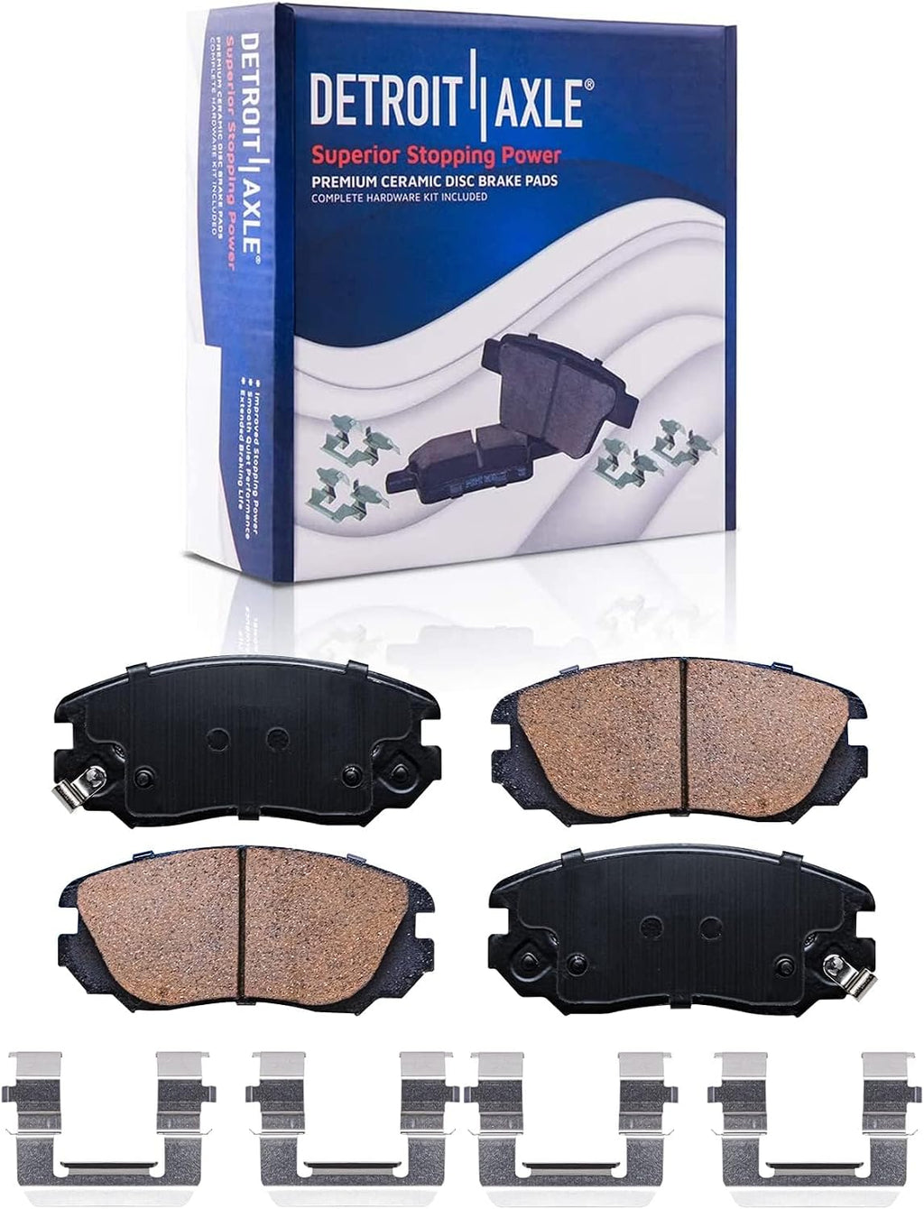 Detroit Axle - Brake Kit Wheel Bearing Hubs for 2010-2017 Chevy Equinox GMC Terrian Brake Rotors Ceramic Brakes Pads Wheel Bearing Hubs 2011 2012 2013 2014 2015 2016 Front and Rear Replacement