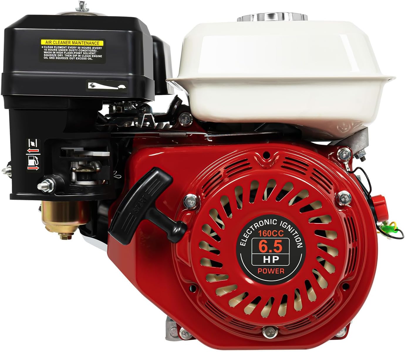 6.5HP 160CC Air Cooled Gas Engine,4-Stroke Horizontal Shaft Gas Engine Pull Start Gasoline Engine Motor OHV Replaces for Honda GX160 Go Kart Compressor Log Splitter Lawn Mower Mini Bike