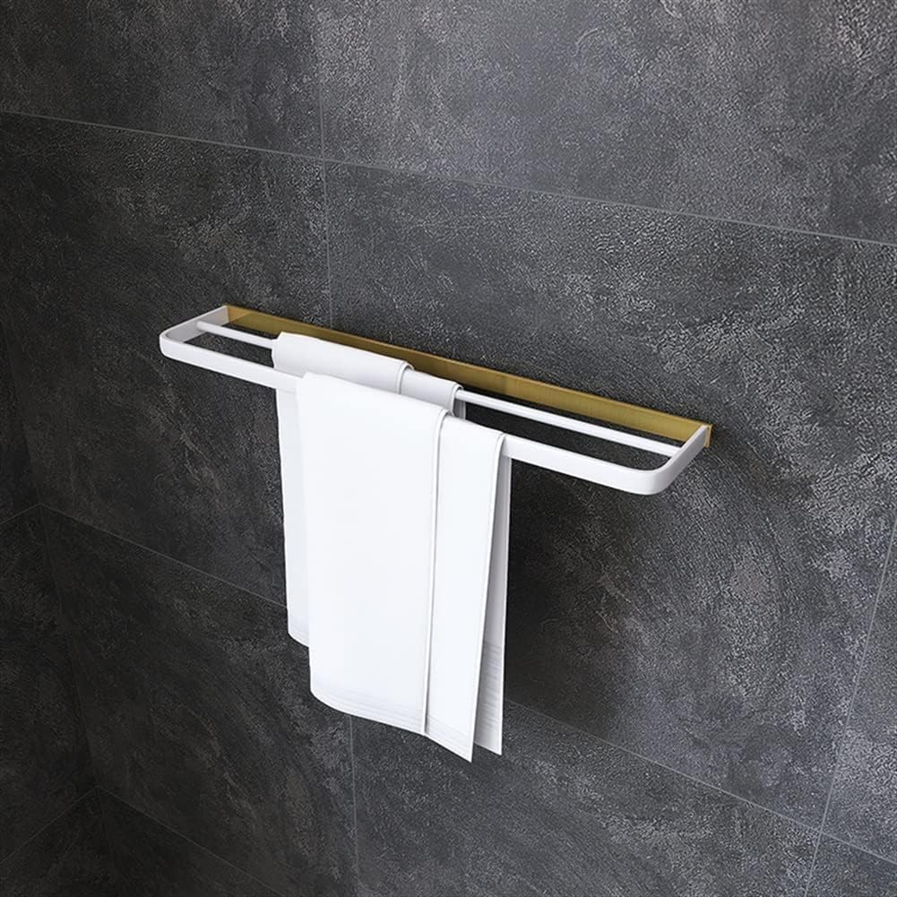 All-Copper Gun Gray Towel Rail - Stylish Bathroom Towel Rack with Black Bath Towel Bar and White Double-Bar Wall Hanging Design(Copper Platinum 60cm)