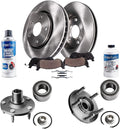 Detroit Axle - Front Brake Kit for Ford Escape Mazda Tribute Mercury Mariner, Disc Brakes Rotors Ceramic Brake Pads and Wheel Bearing and Hubs Replacement: 11.92'' inch Rotor