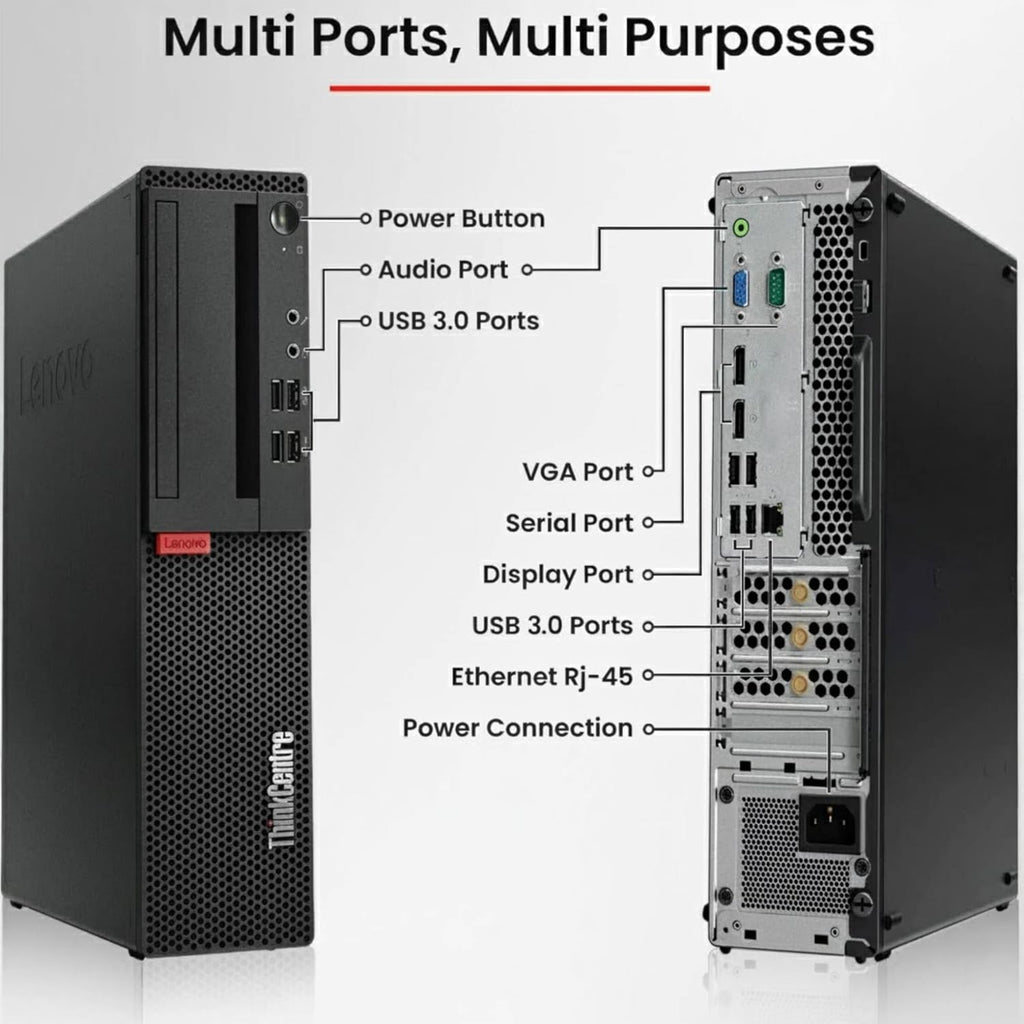 Lenovo ThinkCentre M910S Desktop Computer PC - Intel Core i5-6500 6th Gen - 32GB DDR4 Ram - 512GB SSD - 24-in LED Monitor - Built-in WiFi - Wireless Keyboard & Mouse - Windows 11 Pro (Renewed)