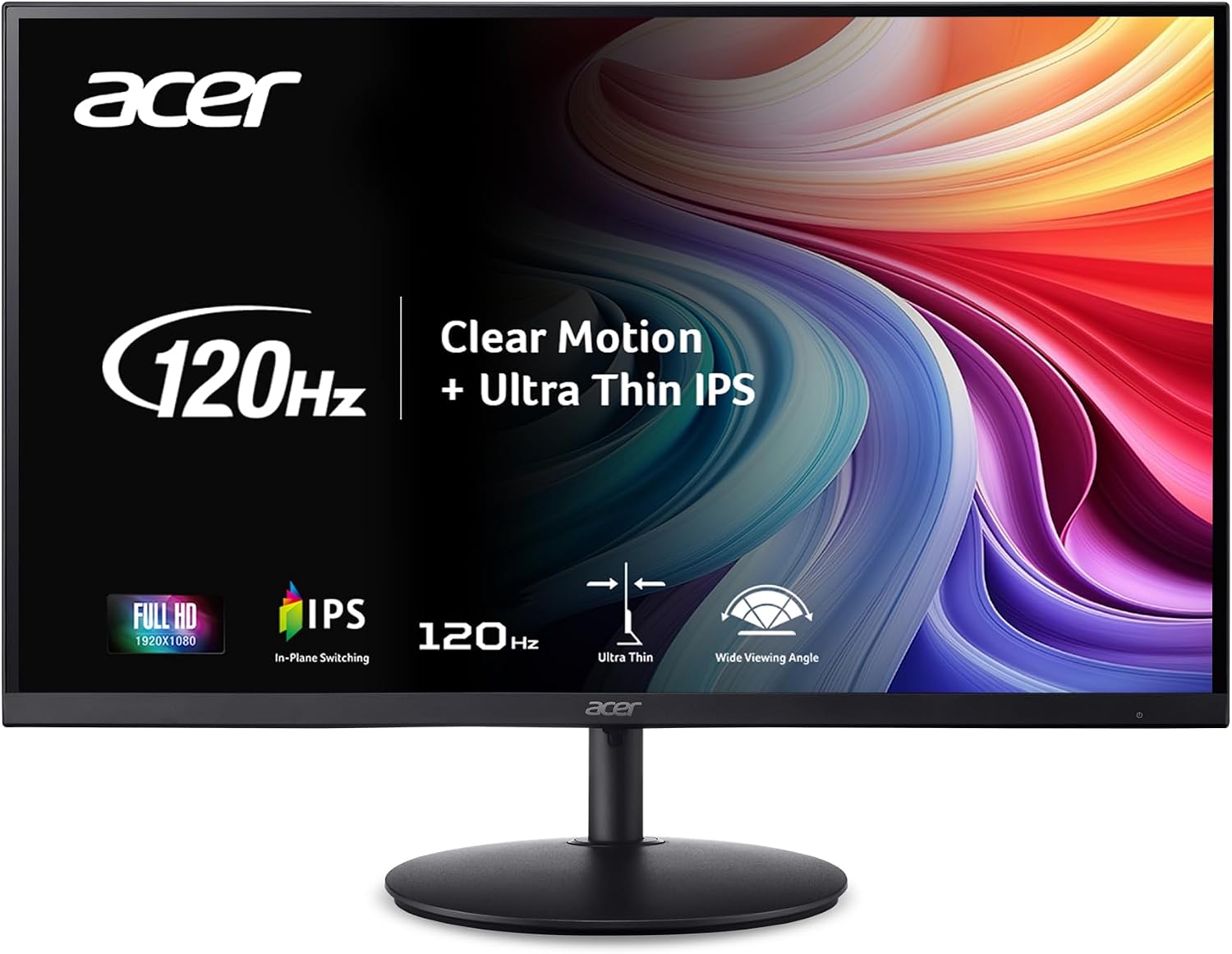 Acer SH242Y G0bih 23.8' IPS Full HD (1920 x 1080) Ultra-Thin Gaming Office Monitor | Adaptive-Sync Support (FreeSync Compatible) | Up to 120Hz Refresh | 1ms (VRB) | Adjustable Stand | HDMI & VGA Ports