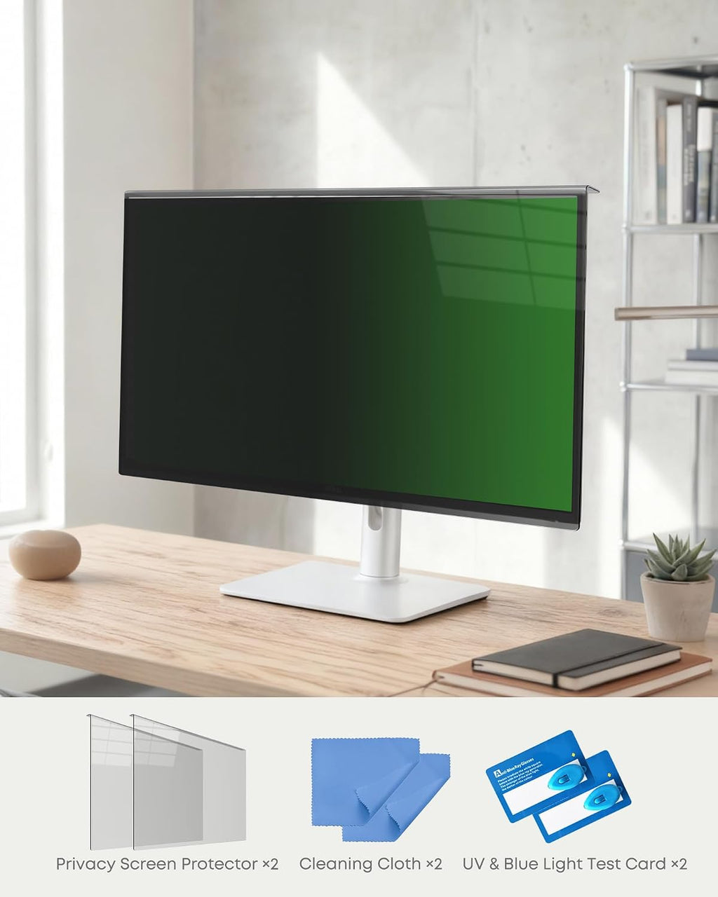 2-Pack Hanging Privacy Screen Protector for 26-27' Monitors, Removable & No Installation Required, ±30° Privacy Filter, Effectively Blocks High-Energy 460nm Blue Light – Dual Protection for Information Security & Eye Health(27'-16:9 (24.12'×14.02'))
