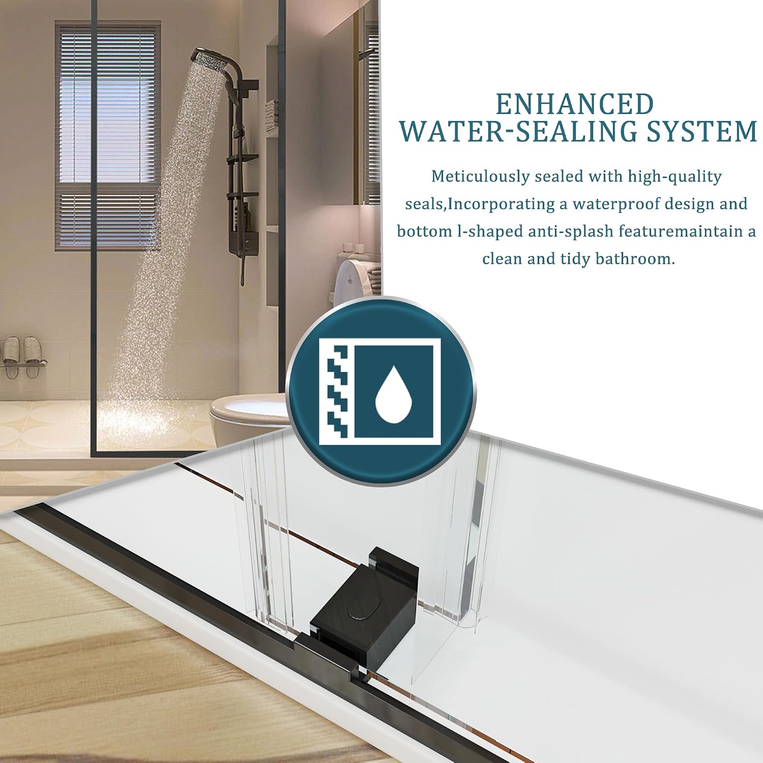 Shower Door, 56-61 'W x 76 'H, SGCC Certified 3/8' (10 mm) Clear Tempered Glass, 1 Towel Bar Handle, 1 Finger Pull, Frameless Double Sliding Shower Door,Stainless Steel Brushed Gold Finish