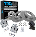 TRQ Rear Brake Pad and Rotor Set Ceramic Solid Rotors Calipers Compatible with 1999 Volkswagen Jetta
