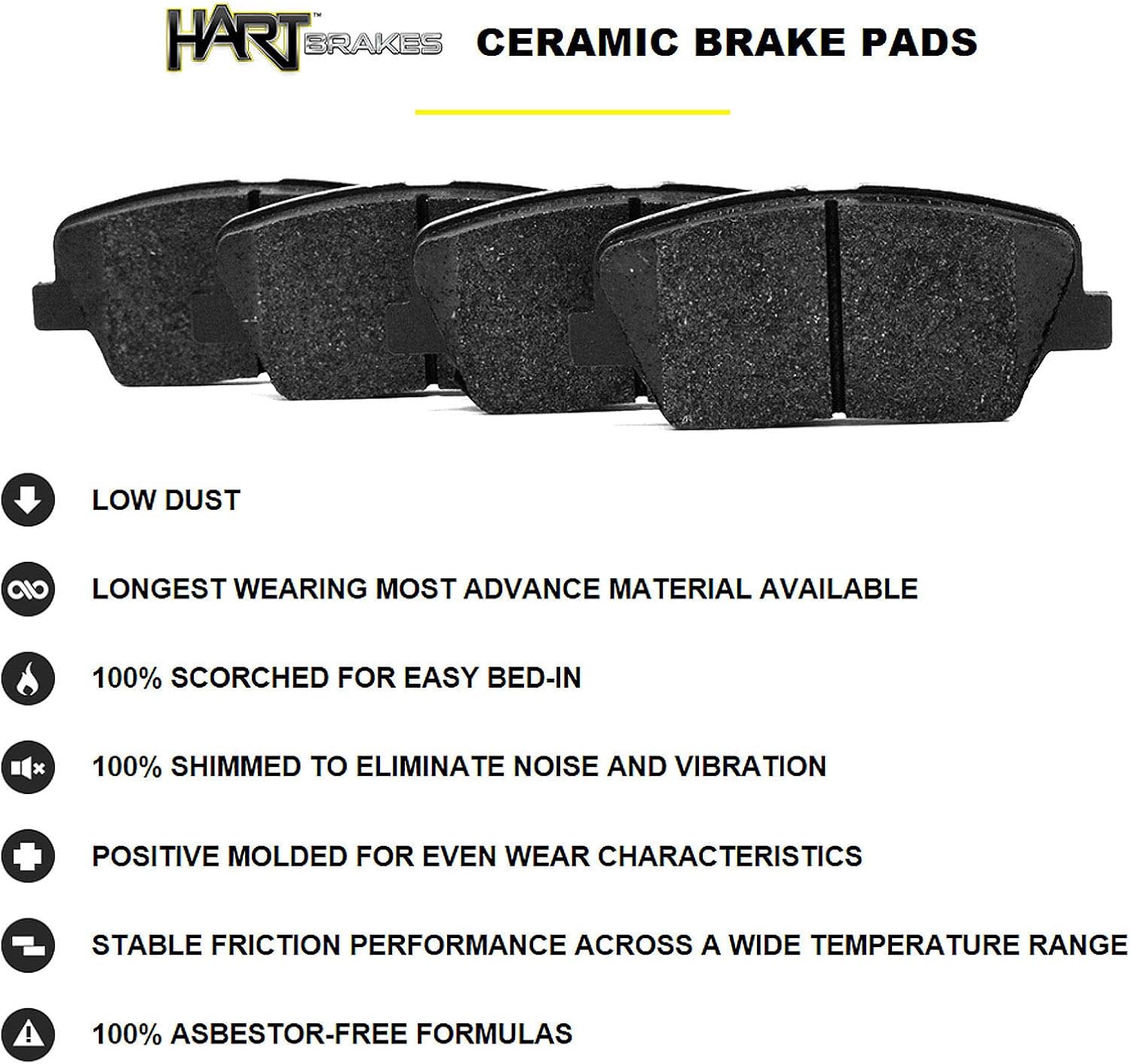 Hart Brakes Front Brakes and Rotors Kit |Front Brake Pads| Brake Rotors and Pads| Ceramic Brake Pads and Rotors |fits 2011-2012 Ford Fiesta Ikon