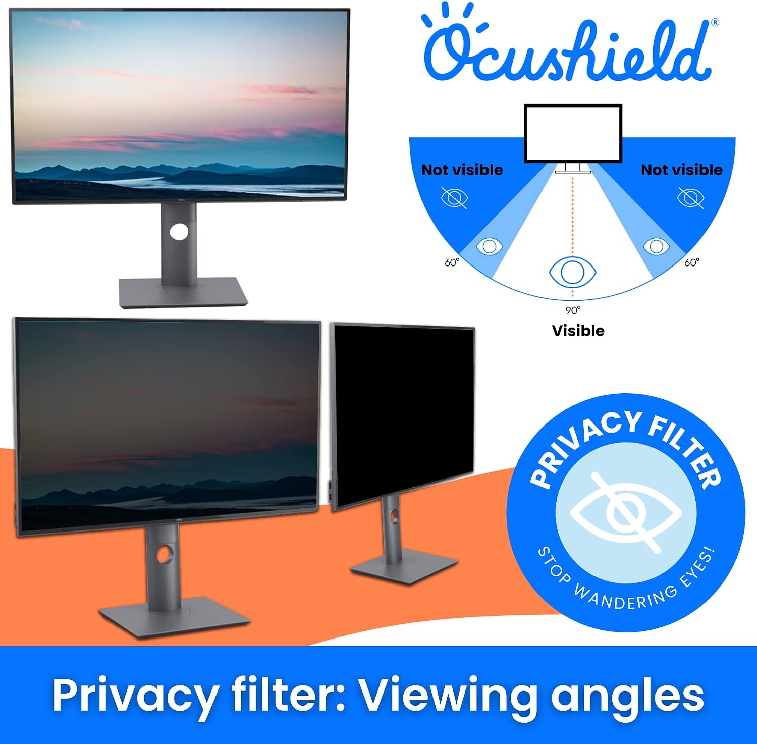 Ocushield 24' (16:9) Premium Anti Blue Light Screen Protector Privacy Filter for Laptops and Computer Monitors - Anti-Glare - Easy Install - Anti-Fingerprint - Reduce Eye Fatigue (532 x 299 mm)
