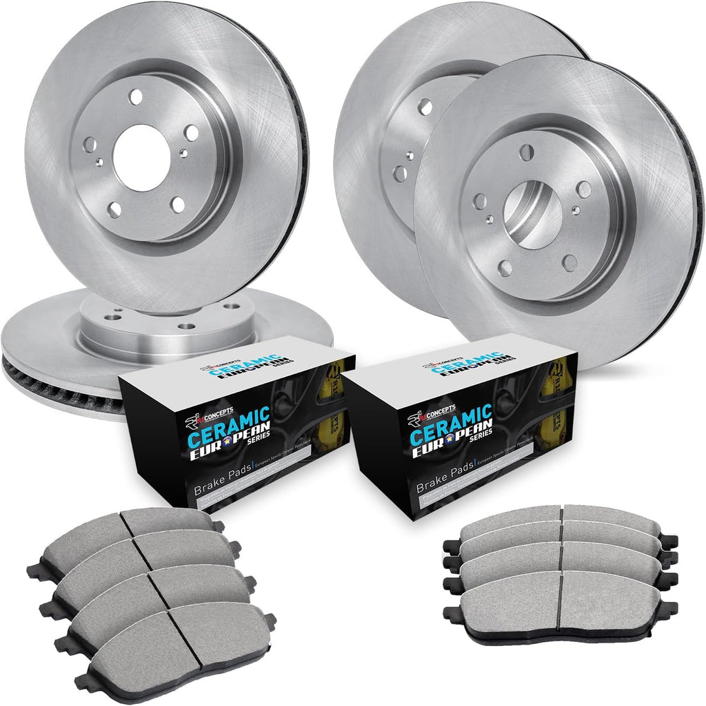 R1 Concepts Front and Rear Brake Kit| Euro Ceramic Brake Pads and Blank Brake Rotors| WFTN2-31025 | 12.3' Front & 11.8' Rear