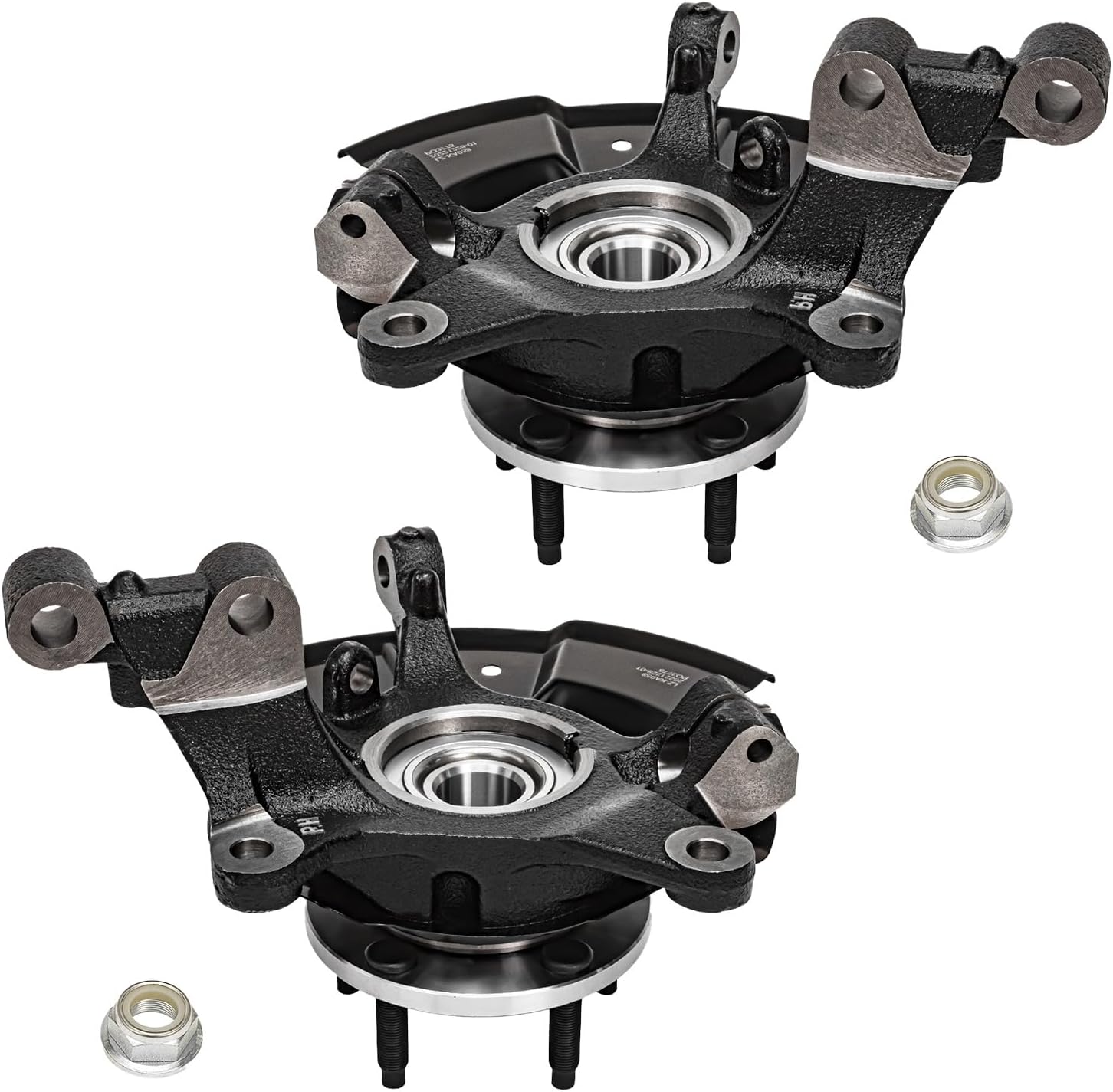 Detroit Axle - Front Steering Knuckles w/Wheel Hubs Assembly Drilled Slotted Brake Rotors Ceramic Pads Replacement for 2011-2014 Ford Edge - 6pc Set