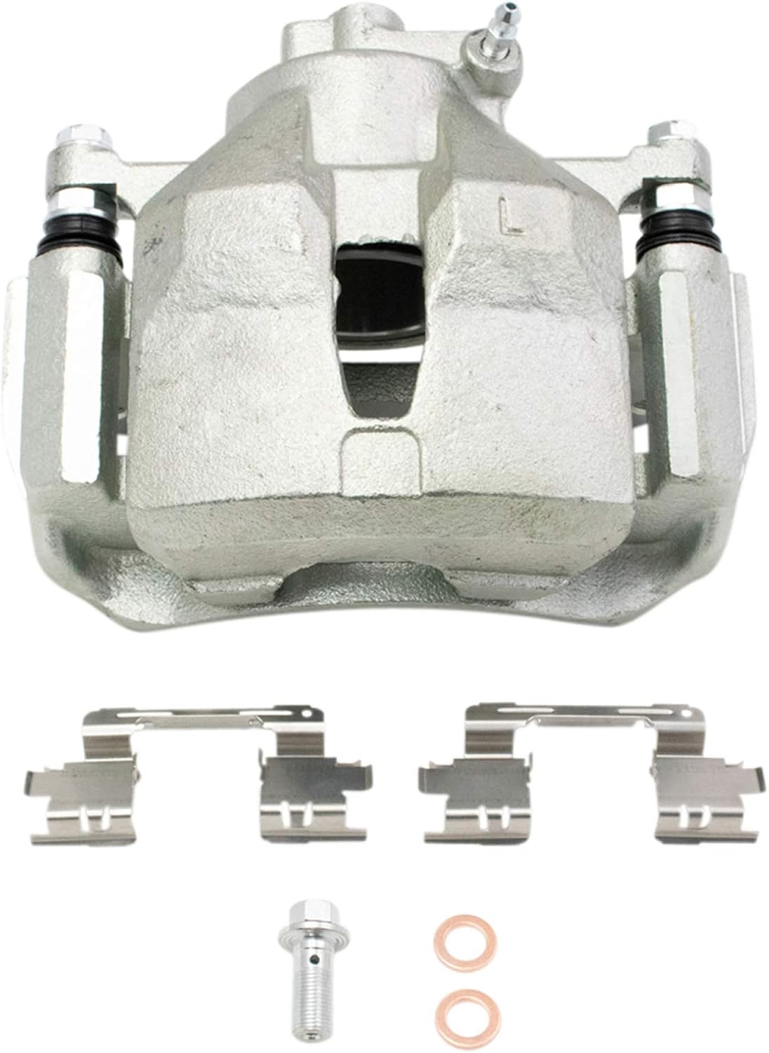 TRQ Front Brake Pad and Rotor Set Ceramic Rotors Calipers Hoses Compatible with 2002-2006 Toyota Camry LE