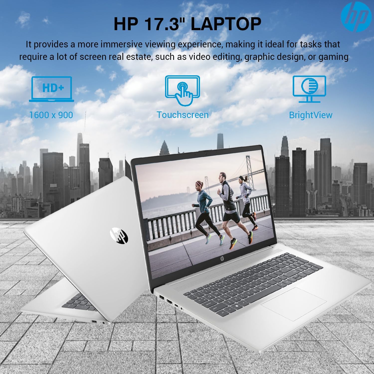 HP 17 Touchscreen Laptop Computer, 17.3' HD+ Touch Screen Business Laptop, Intel Core i7, 32GB RAM, 2TB SSD, Windows 11 Pro, 10-Key Backlit Keyboard