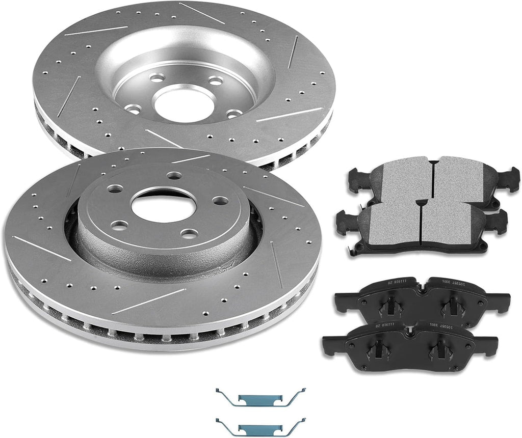 SCITOO Front 13.78' Brake Pads and Rotors Kits Fit For Dodge For Durango 2011-2017,For Jeep Grand Cherokee 2011-2017