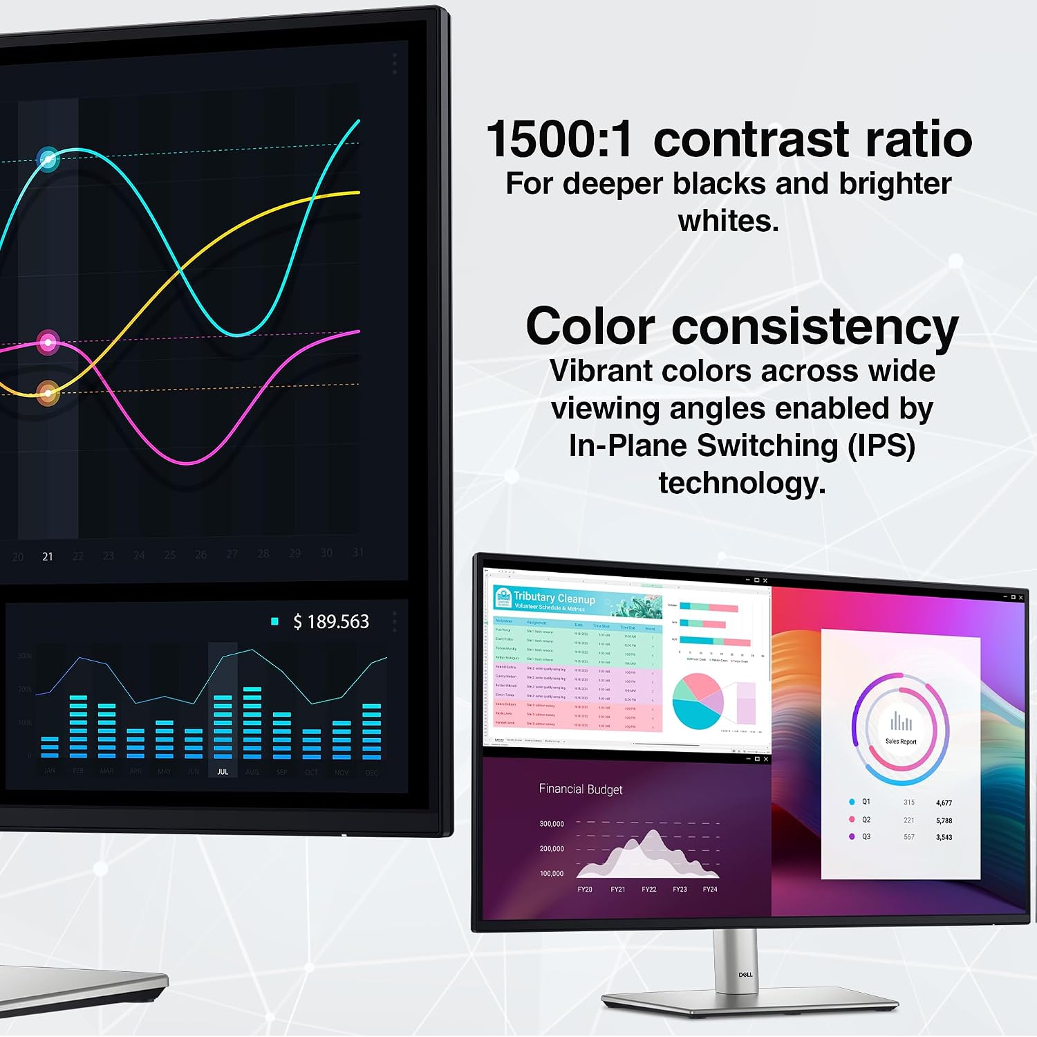 Dell P2725H 27″ Full HD (1920×1080) IPS LED 100Hz Monitors (2X) Dual Monitor Setup, Slim Bezel, Tilt-Adjustable Stand + 2 × USB-C Cables + Cleaning Kit